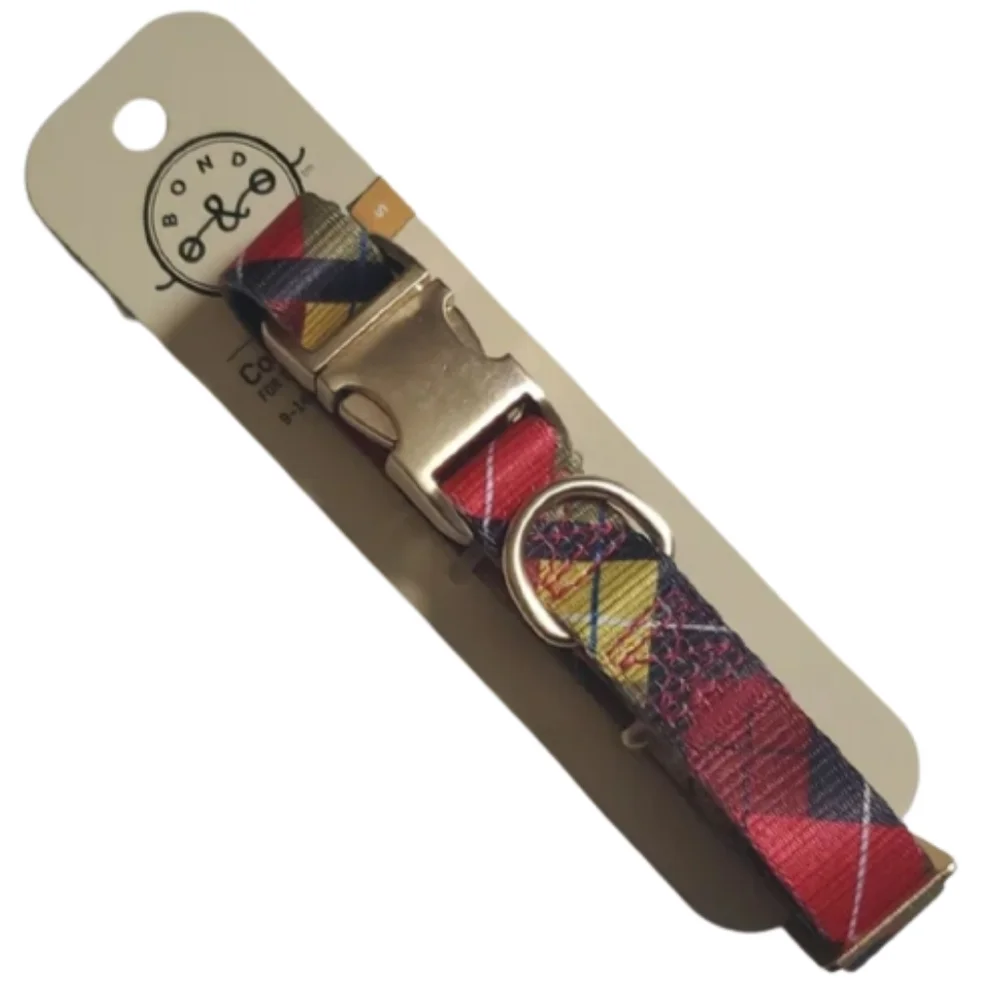 Bond & Co Red/Gold Plaid Collar, Small